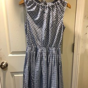 Blue gingham checkered sleeveless dress